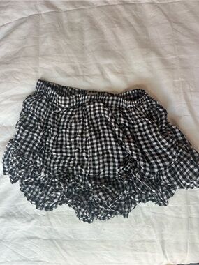 Billabong Black and White Gingham Ruffle Mini Shorts